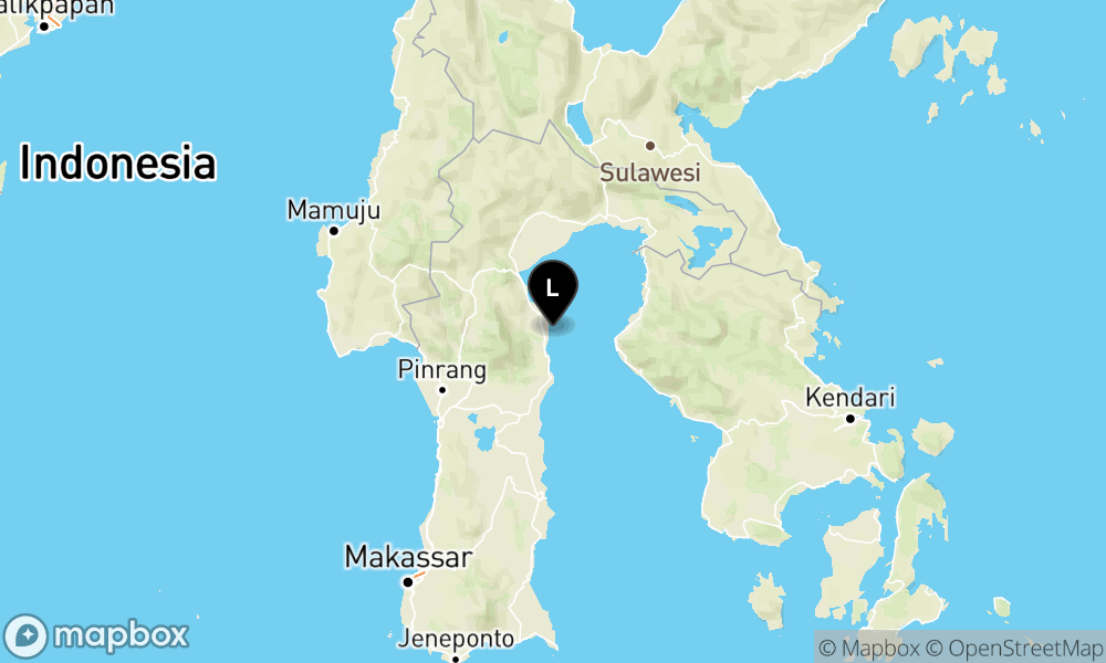 Peta Gempa Pusat gempa berada di laut 21 km tenggara Luwu