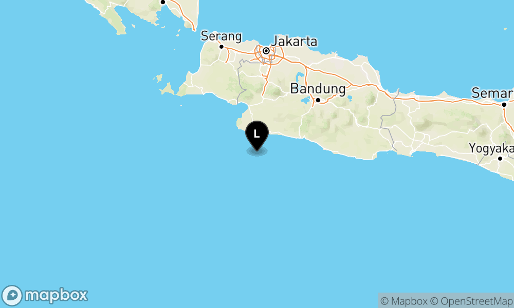 Peta Gempa Pusat gempa berada di laut 83 km tenggara Kab.Sukabumi