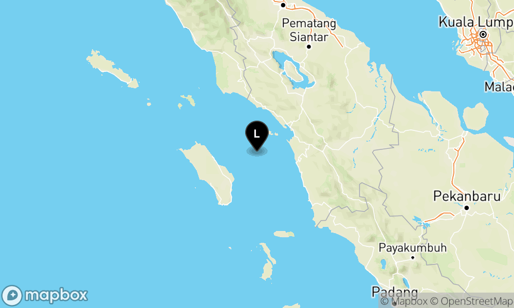 Peta Gempa Pusat gempa berada di laut 69 km timur laut Nias