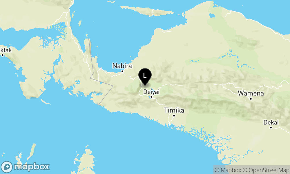 Peta Gempa Pusat gempa berada di darat 27 km timur laut Dogiyai
