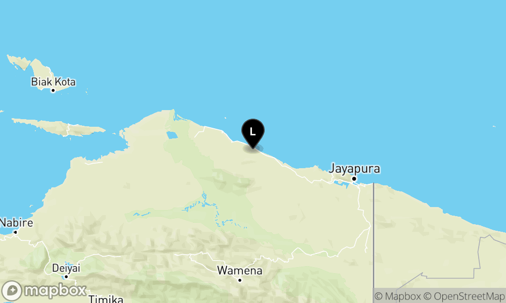 Peta Gempa 53 km Tenggara SARMI-PAPUA