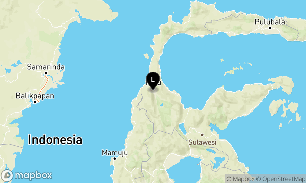 Peta Gempa Pusat gempa berada di darat 46 km BaratLaut Sigi
