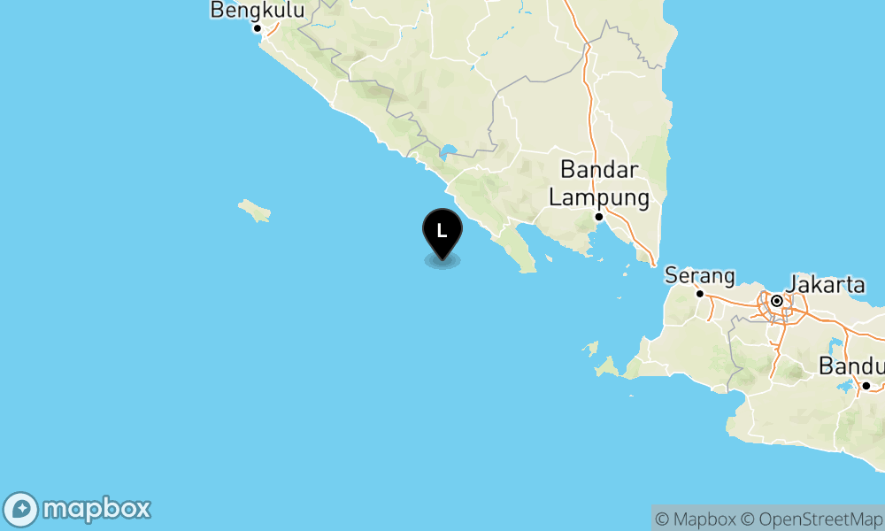 Peta Gempa Pusat gempa berada di laut 75 km barat daya Pesisir Barat