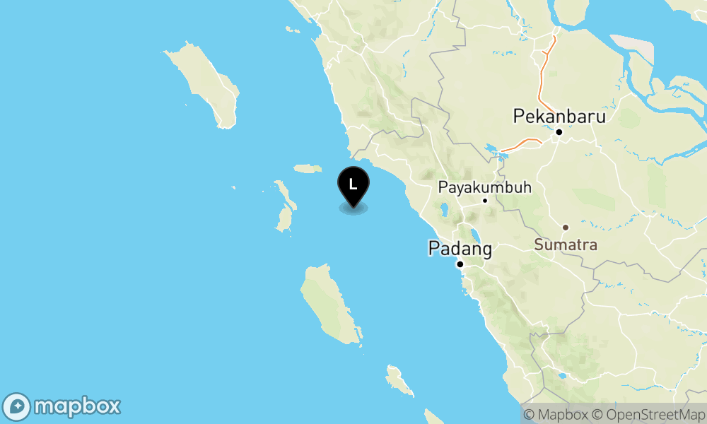 Peta Gempa Pusat gempa berada di laut 64 km barat daya Pasaman Barat