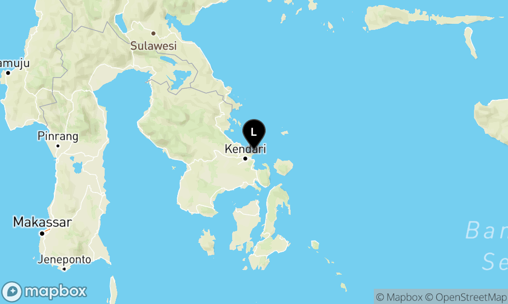 Peta Gempa Pusat gempa berada di laut 2.4 km barat laut Soropia, Kab. Konawe
