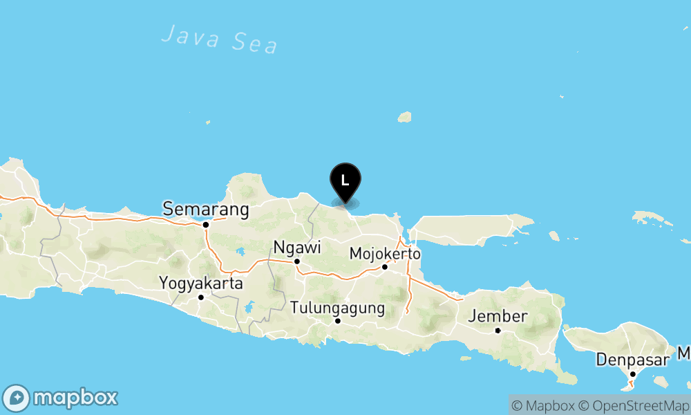Peta Gempa Pusat gempa berada di darat 11 km barat laut Tuban