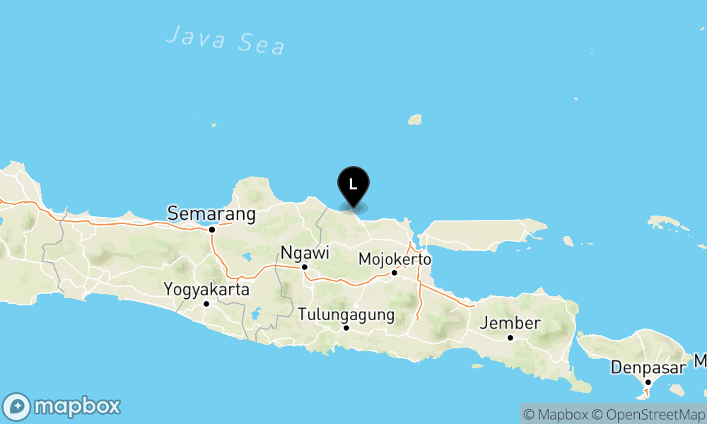 Peta Gempa Pusat gempa berada di darat 11 km barat laut Tuban