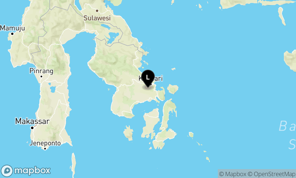 Peta Gempa Pusat gempa berada di darat 2km Barat Daya Konda, Kab. Konawe Selatan