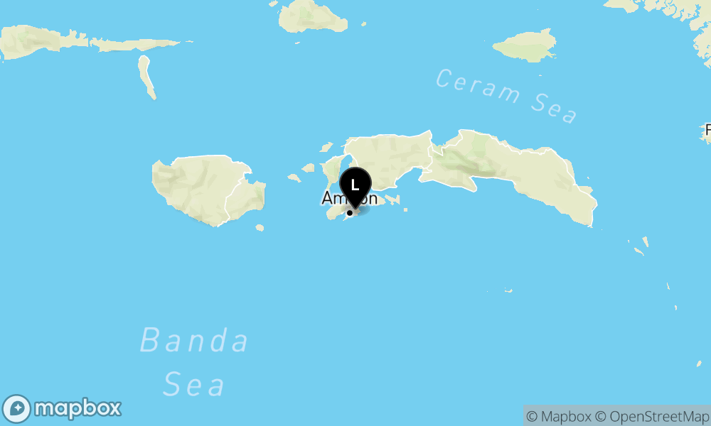 Peta Gempa Pusat gempa berada di darat 7 km Timur Ambon