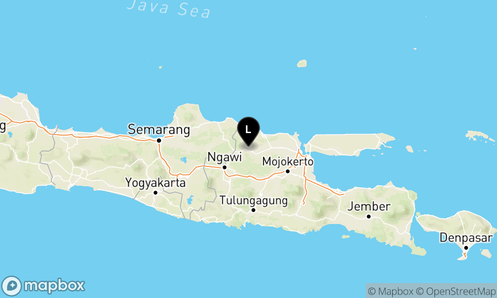 Peta Gempa Pusat gempa berada di darat 8 km baratlaut Bojonegoro