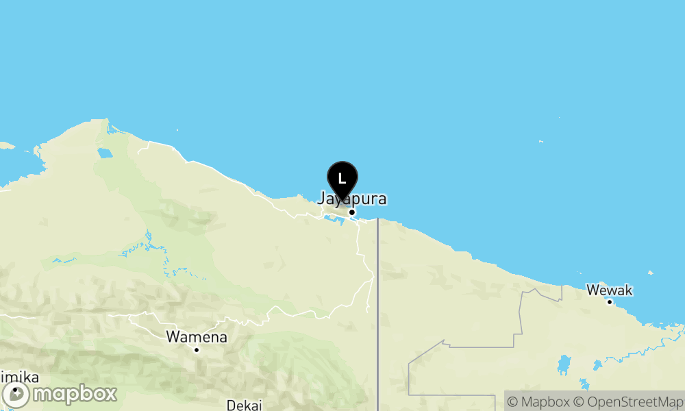 Peta Gempa Pusat gempa berada di darat 15 km baratlaut Kota Jayapura