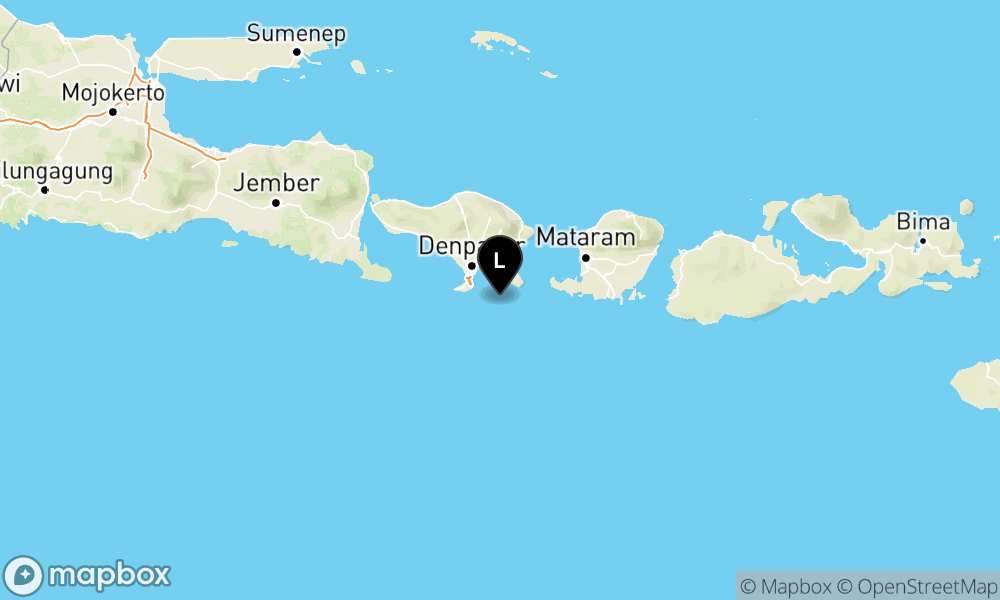 Peta Gempa Pusat gempa berada di Laut 26 km Tenggara Kuta Selatan