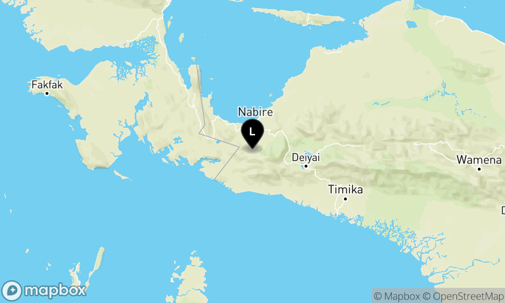 Peta Gempa Pusat gempa berada di darat 51 km barat daya Nabire