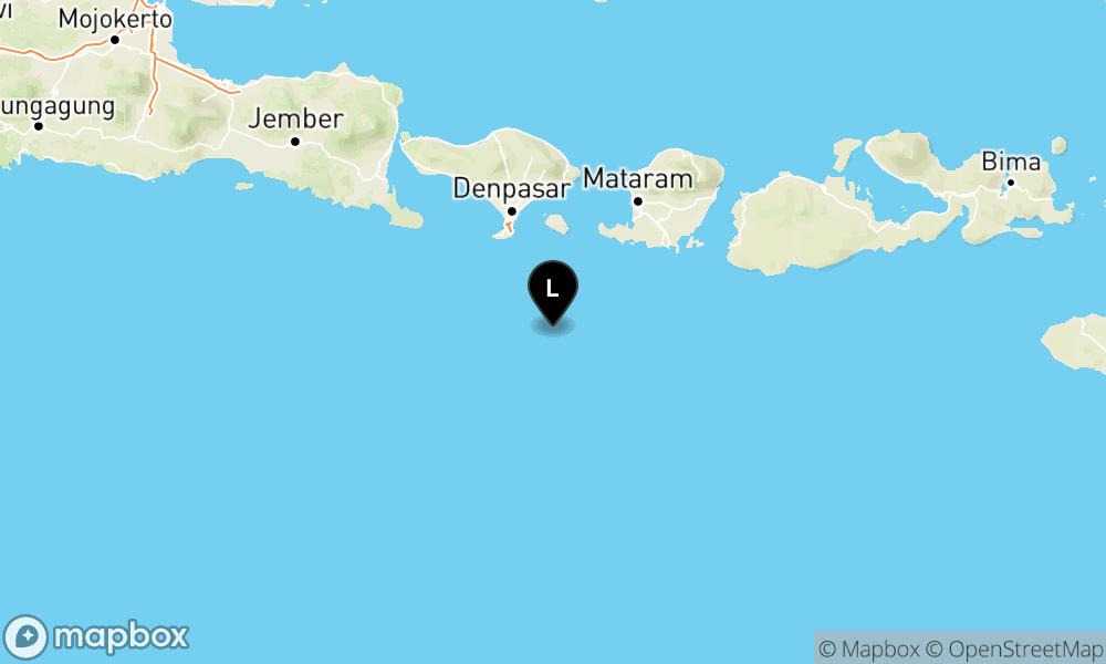 Peta Gempa Pusat gempa berada di laut 83 Km Tenggara Kuta Selatan