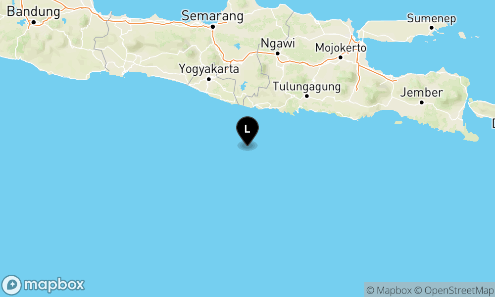 Peta Gempa Pusat gempa berada di laut 79 km barat daya Pacitan