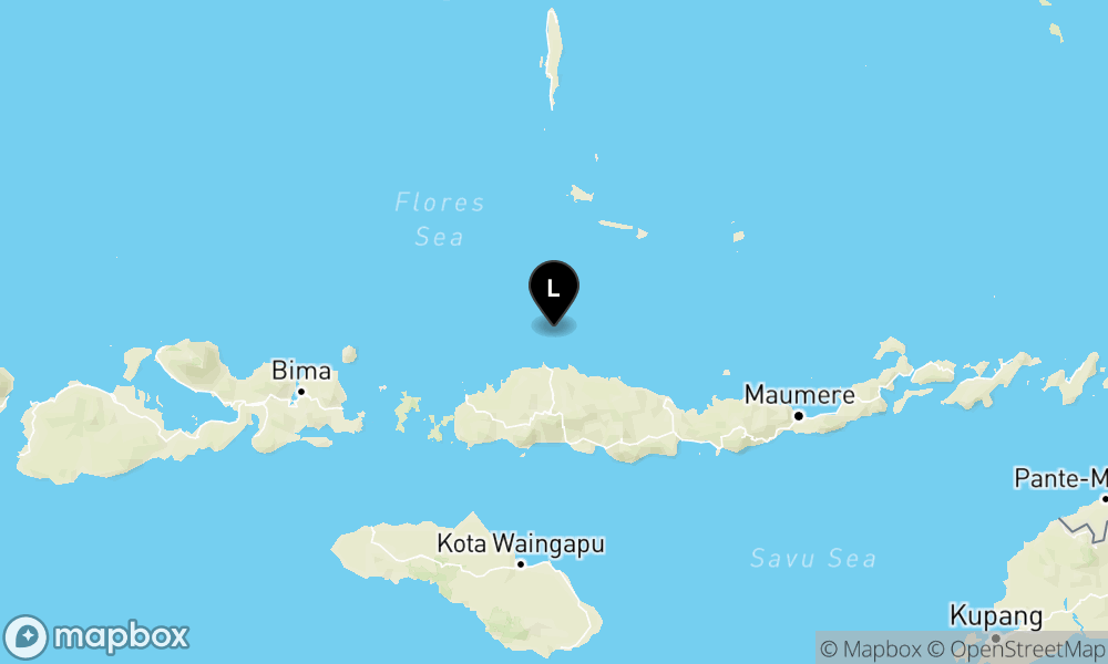 Peta Gempa Pusat gempa berada di laut 63 km timur laut Ruteng, Manggarai