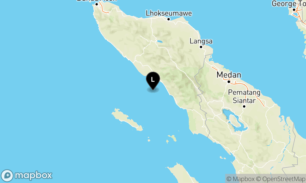 Peta Gempa Pusat gempa berada di laut 55 km barat laut Kab. Aceh Selatan