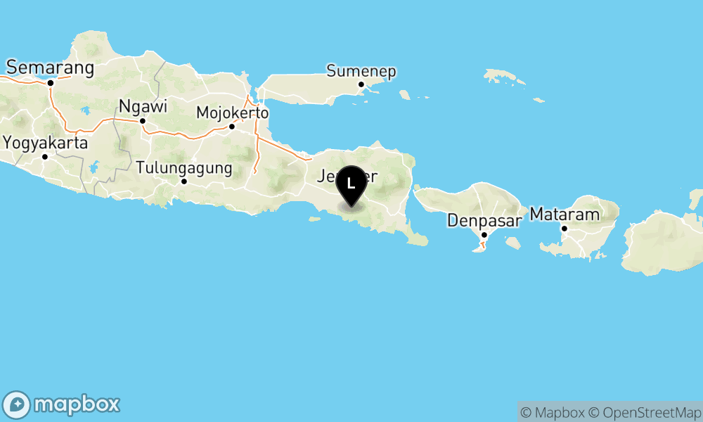 Peta Gempa Pusat gempa berada di darat 25 km Tenggara Jember