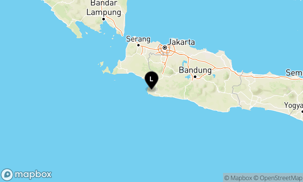 Peta Gempa Pusat gempa berada di darat 33 km barat daya Kab. Sukabumi