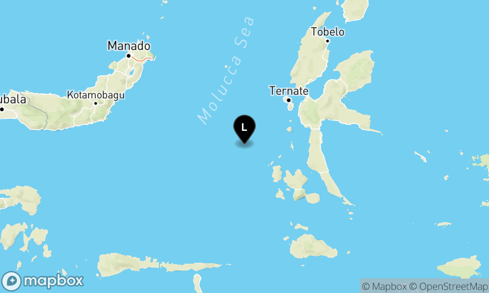 Peta Gempa Pusat gempa berada di laut 109 km barat daya Tidore
