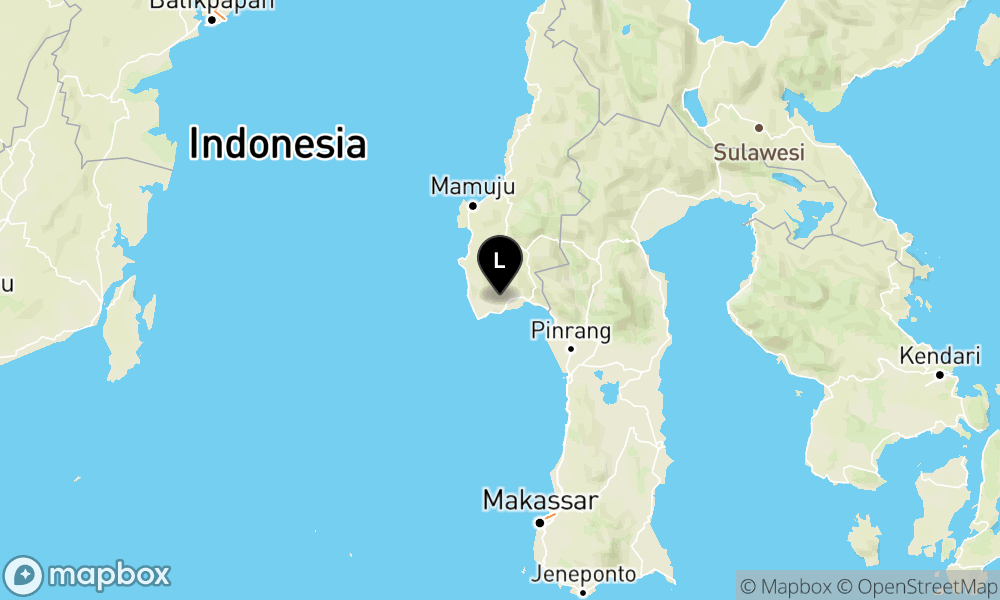 Peta Gempa Pusat gempa berada di darat 8 km barat daya Polewali Mandar