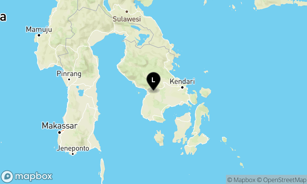 Peta Gempa Pusat gempa berada di darat 9.3 km tenggara Lalolae, Kab. Kolaka Timur