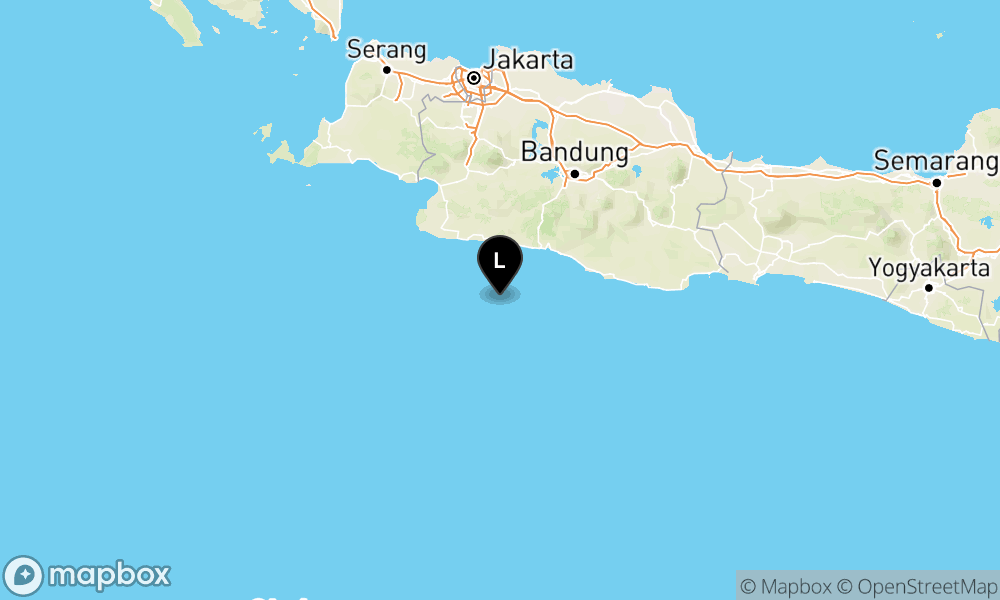 Peta Gempa Pusat gempa berada di laut 108 km tenggara kota Sukabumi