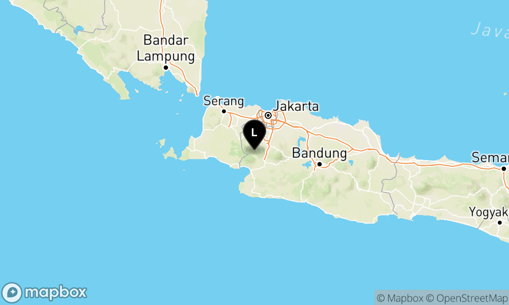 Peta Gempa Pusat gempa berada di darat 25 km barat daya Kota Bogor