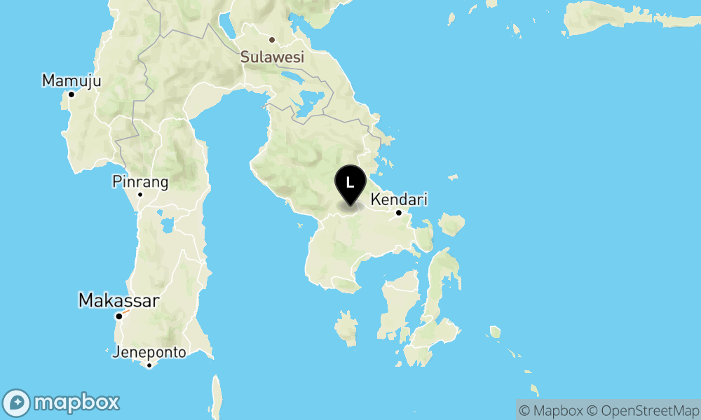 Peta Gempa Pusat gempa berada di darat 7.8 km barat laut Onembute, Kab. Kolaka