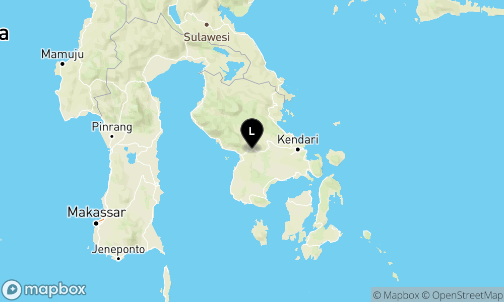 Peta Gempa Pusat gempa berada di darat 3.1 km timur laut Lalolae, Kab. Kolaka Timur