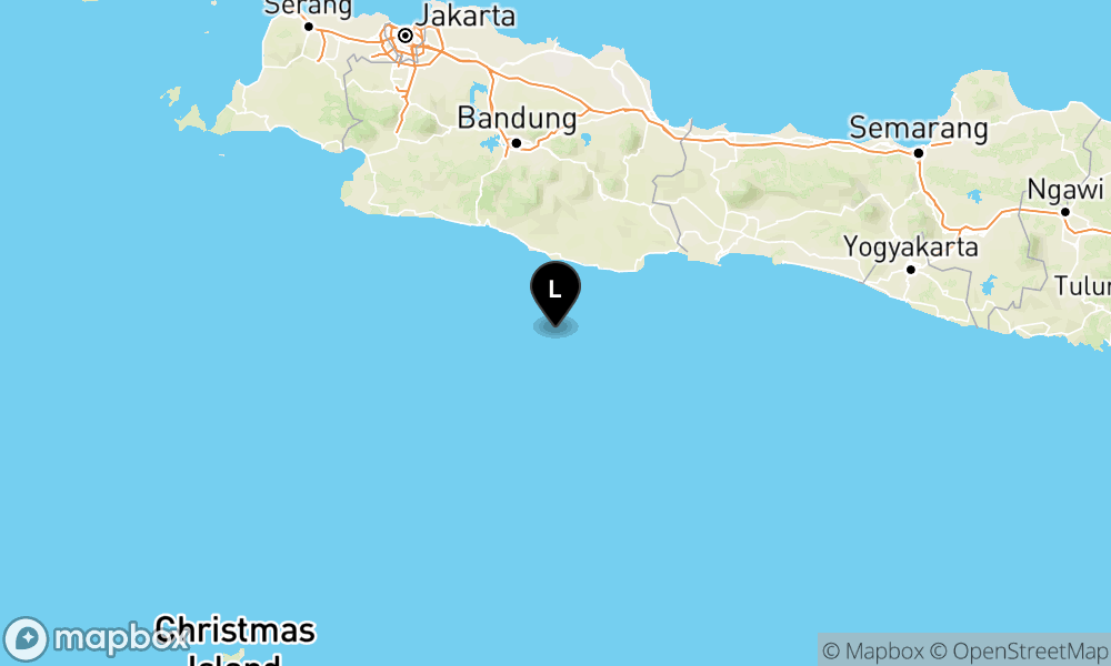 Peta Gempa Pusat gempa berada di laut 90 km barat daya Kab. Pangandaran