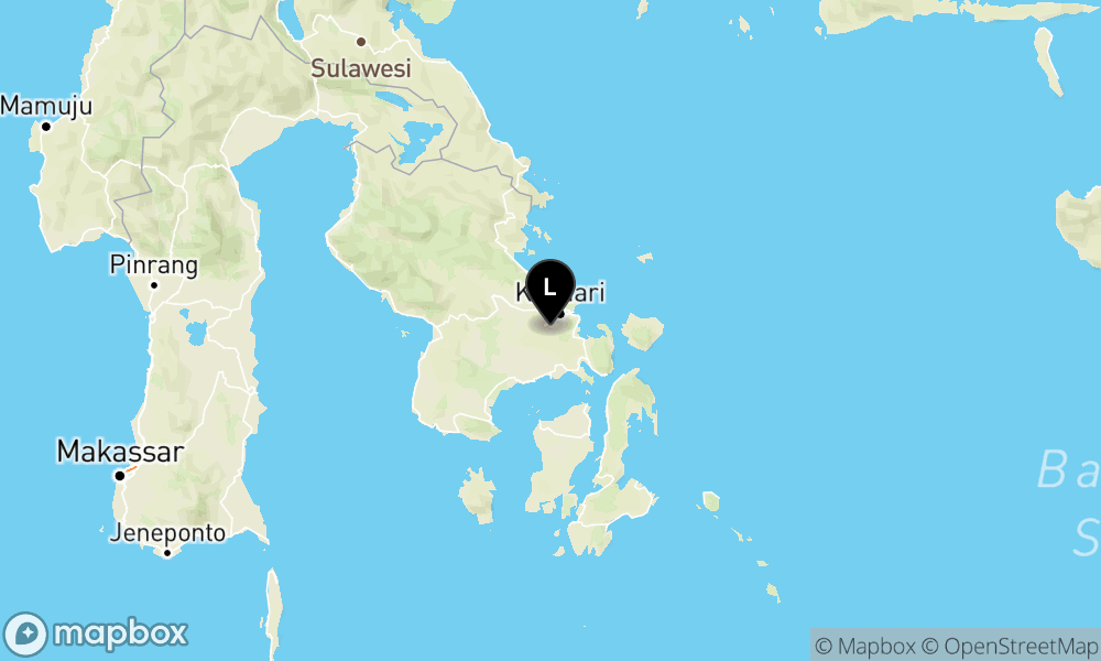 Peta Gempa Pusat gempa berada di darat 1.7 km barat laut Konda,Kab. Konawe Selatan