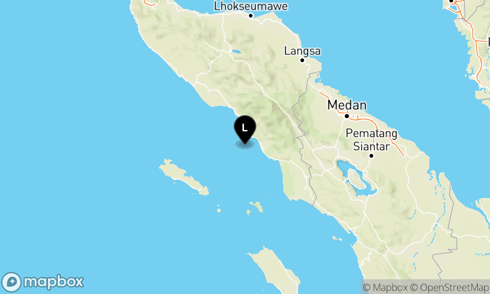 Peta Gempa Pusat gempa berada di laut 29 km barat daya Kab. Aceh Selatan