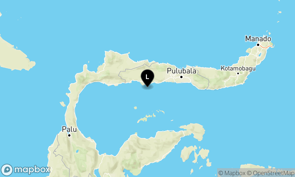 Peta Gempa Pusat gempa berada di laut 14 km selatan Marisa