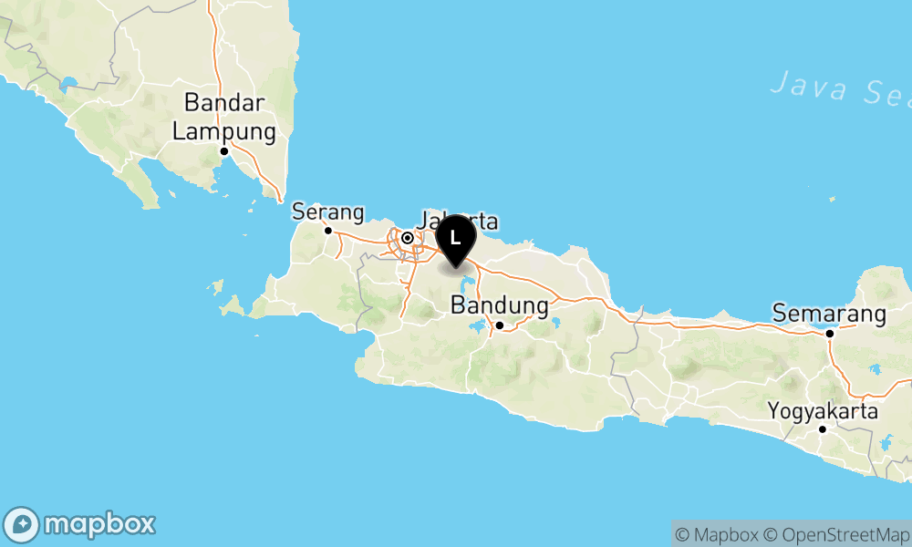 Peta Gempa Pusat gempa berada di darat 14 km tenggara Kab. Bekasi