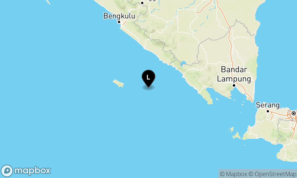 Peta Gempa Pusat gempa berada di laut 87 km tenggara Enggano