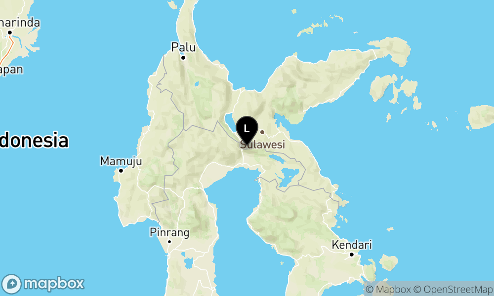 Peta Gempa Pusat gempa berada di darat 6 km timurlaut Mangkutana, Luwu Timur