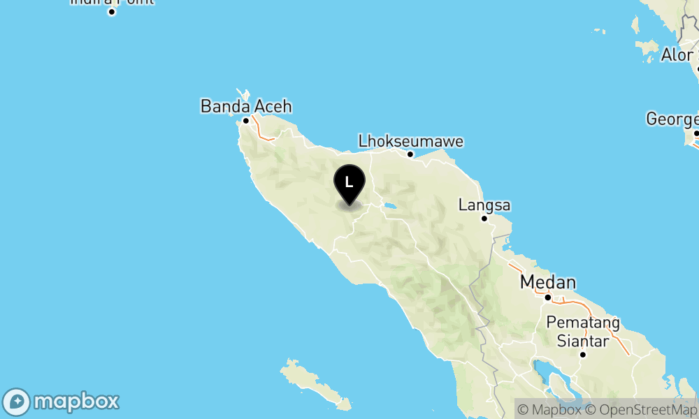Peta Gempa Pusat gempa berada di darat 41 km timur laut Kab. Nagan Raya