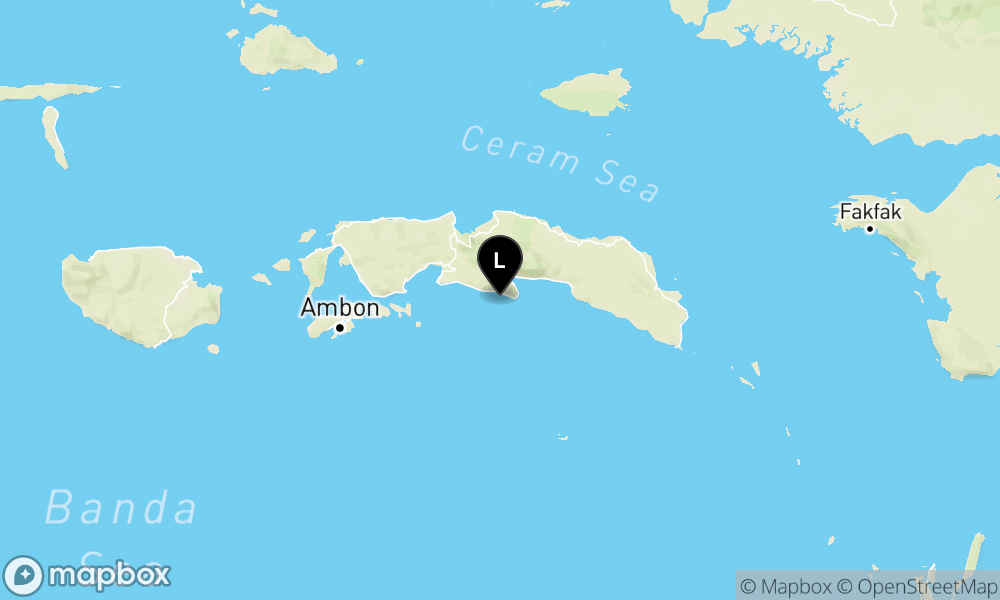 Peta Gempa Pusat gempa berada di laut 14 km baratdaya Tehoru, Maluku Tengah