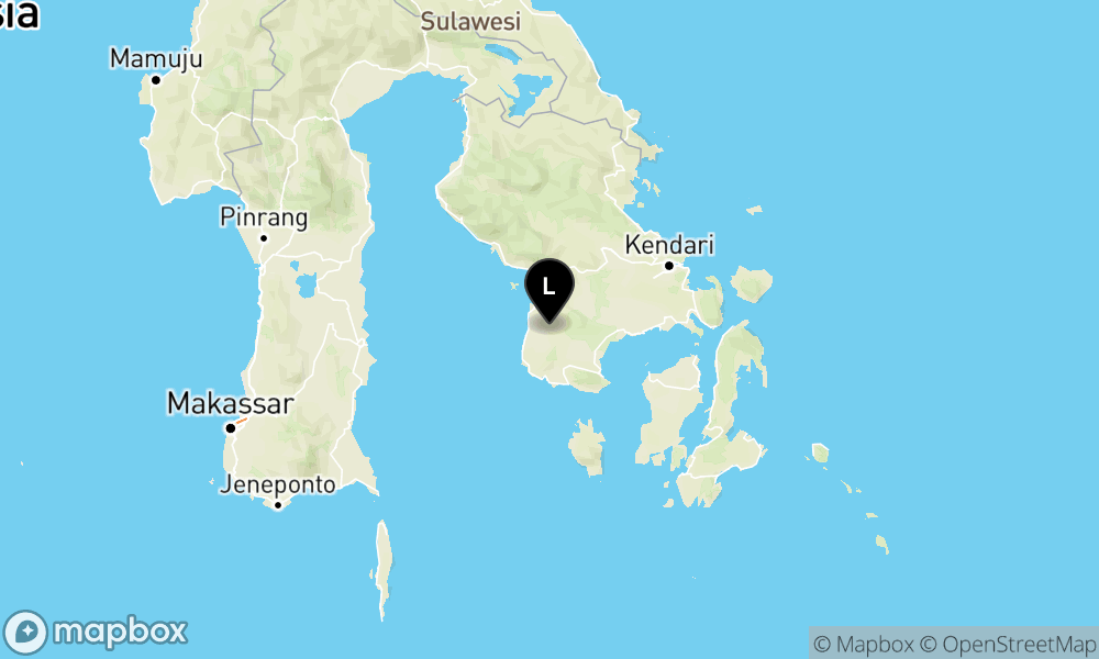 Peta Gempa Pusat gempa berada di darat 4 km barat daya Polinggona-Kolaka