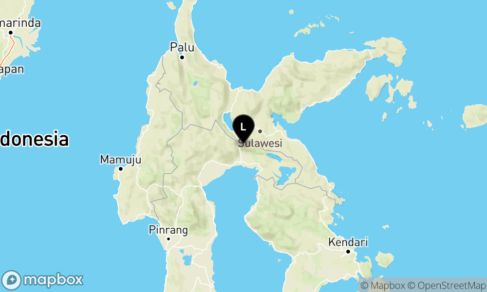 Peta Gempa Pusat gempa berada di darat 46 km barat laut Luwu Timur