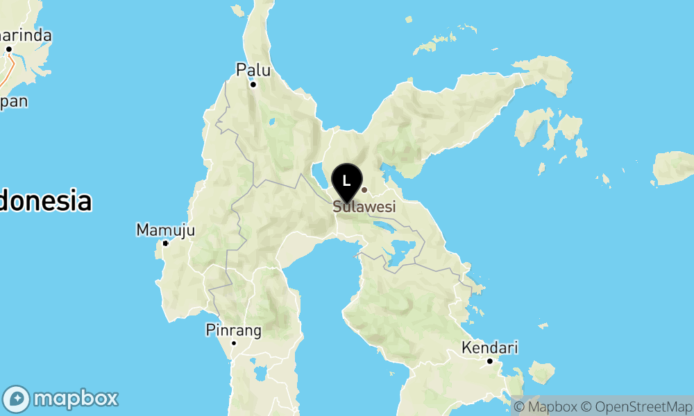 Peta Gempa Pusat gempa berada di darat 43 km baratlaut Luwu Timur