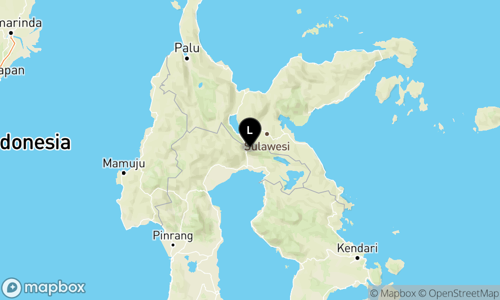 Peta Gempa Pusat gempa berada di darat 46 km baratlaut Luwu Timur