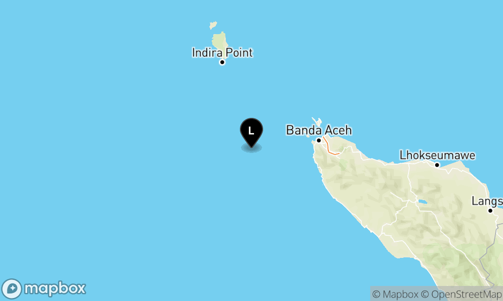 Peta Gempa 117 km BaratDaya BANDAACEH-ACEH