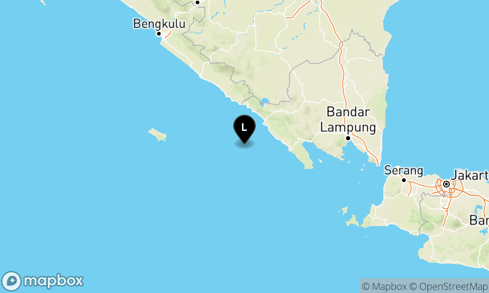 Peta Gempa Pusat gempa berada di laut 55 km barat daya Pesisir Barat
