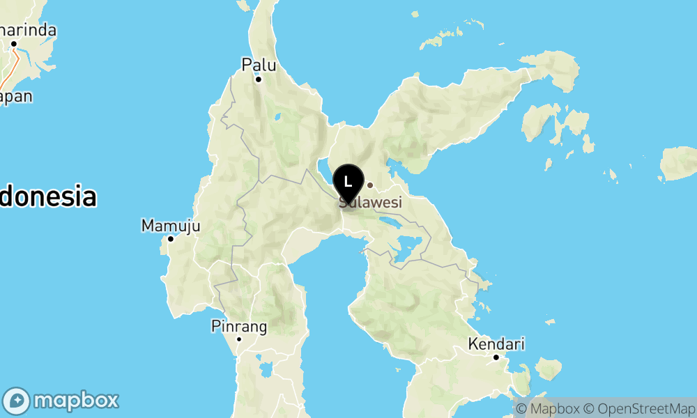 Peta Gempa Pusat gempa berada di darat 42 km barat laut Luwu Timur