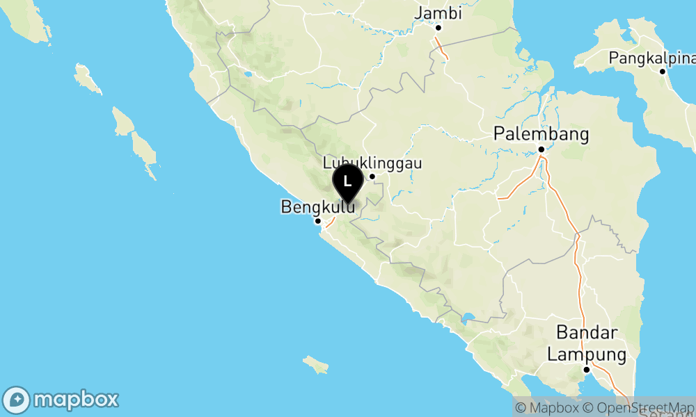 Peta Gempa Pusat gempa berada di darat 2 km tenggara Kepahiang