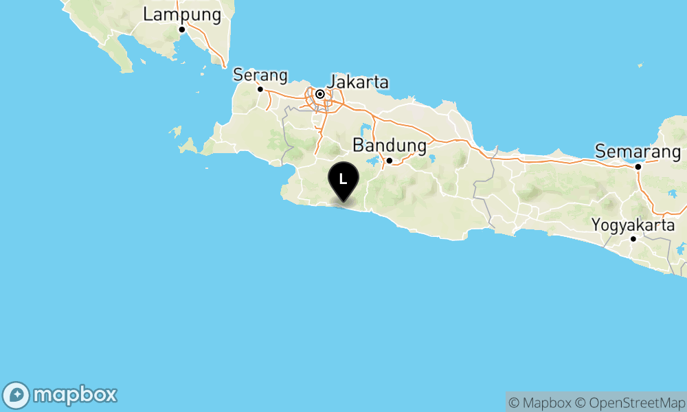 Peta Gempa Pusat gempa berada di darat 59 km tenggara Kota Sukabumi