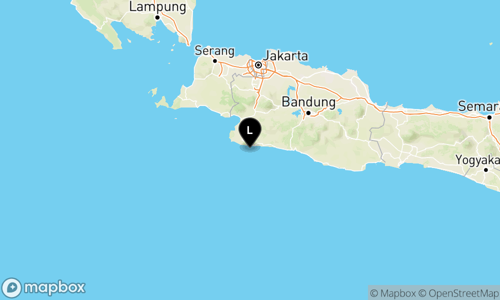 Peta Gempa Pusat gempa berada di laut 58 km Tenggara Kab. Sukabumi