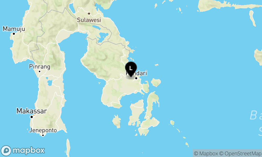 Peta Gempa Pusat gempa berada di darat 1 km Barat Laut Ranomeeto Barat, Konawe Selatan